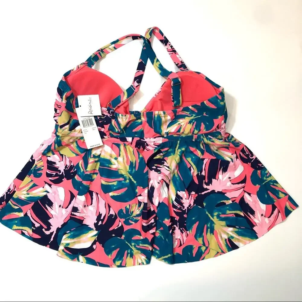 Raisins floral Criss-Cross Tankini Swim Top 18w